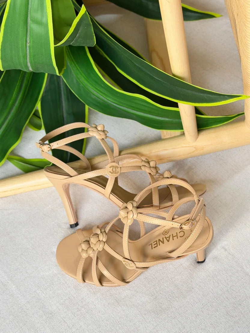Chanel Camellia Heeled Sandals