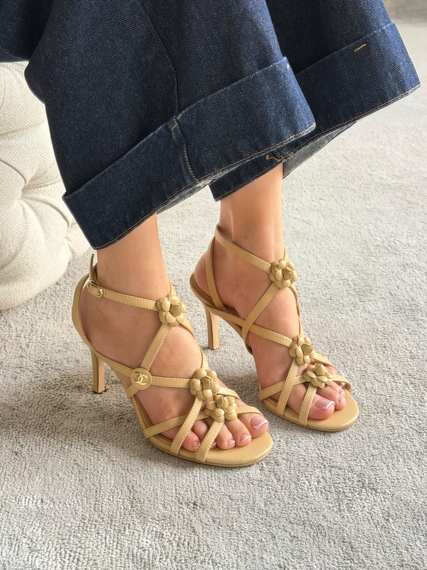 Chanel Camellia Heeled Sandals