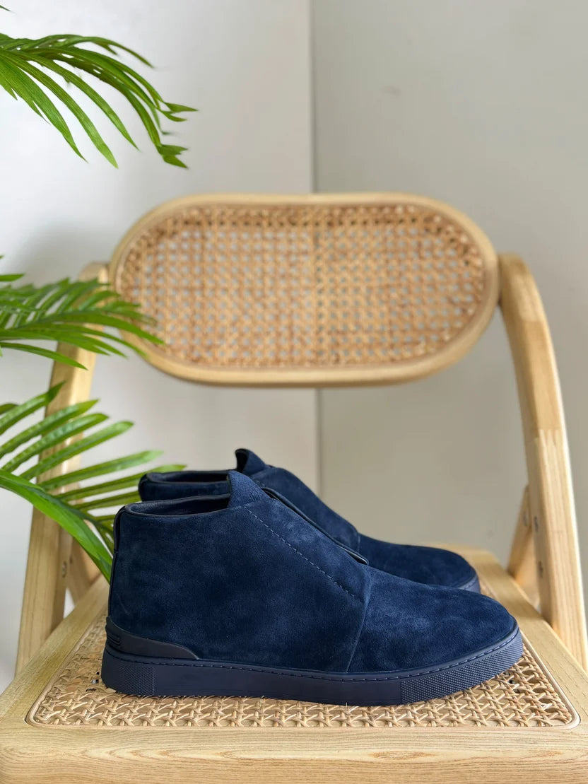 Zegna Triple Stitch Mid-Top Sneakers