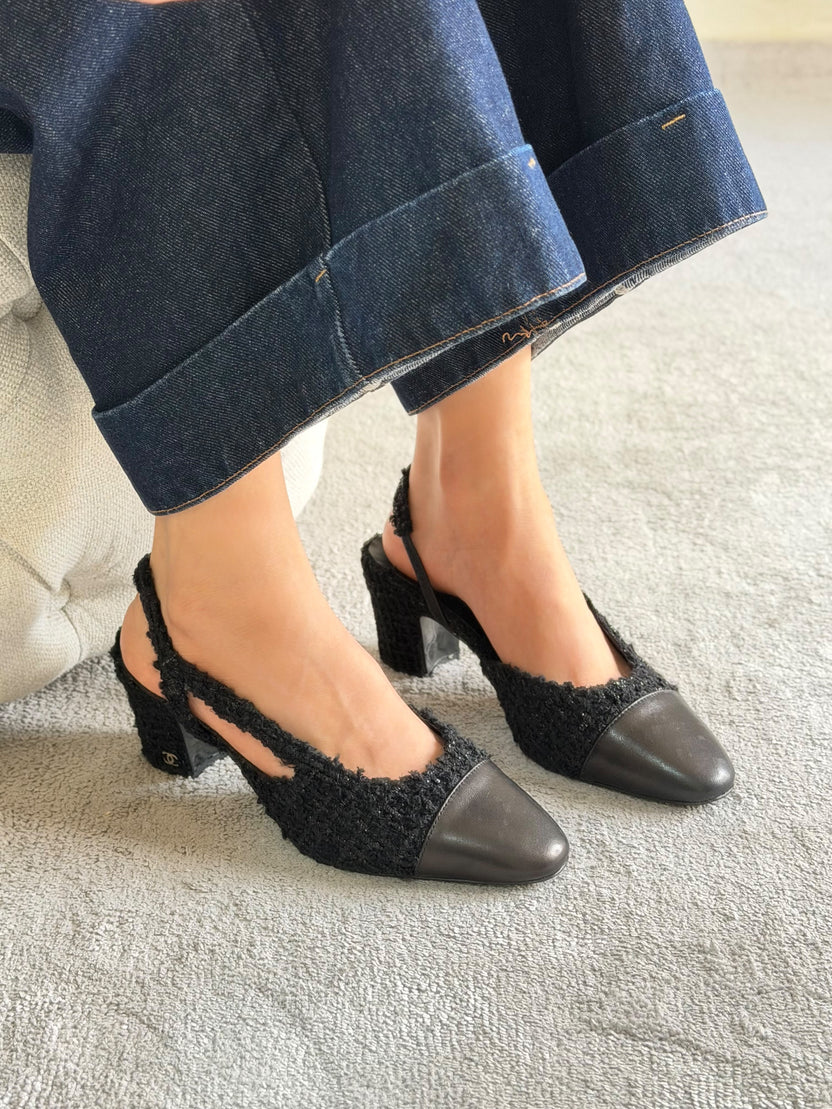 Chanel Suede Slingback Pumps