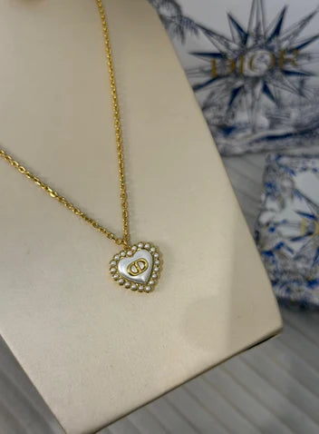 Dior Dioramour Heart Pearl Necklace and Earrings Set