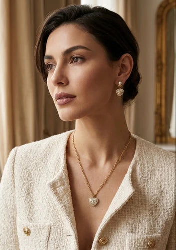 Dior Dioramour Heart Pearl Necklace and Earrings Set