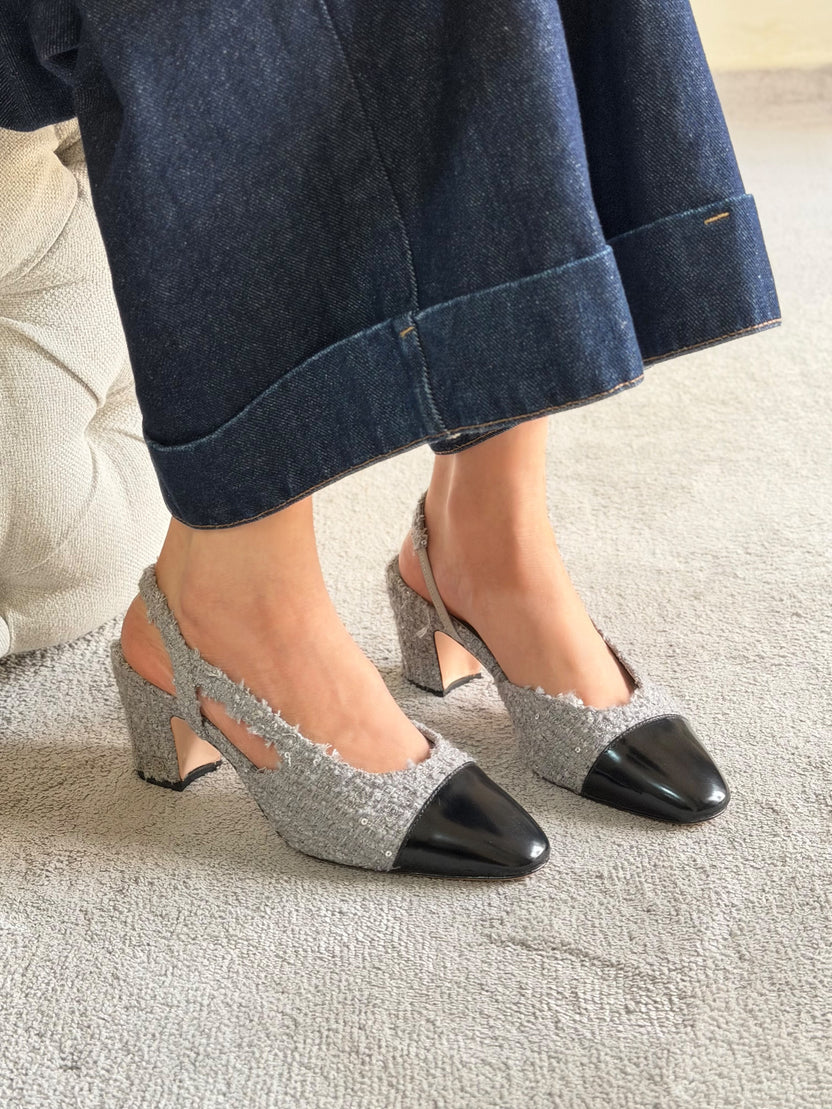 Chanel Suede Slingback Pumps