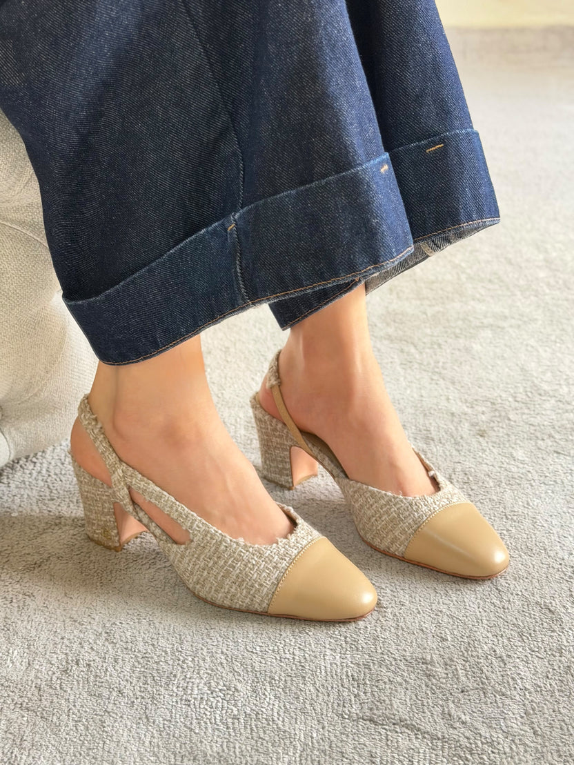 Chanel Suede Slingback Pumps