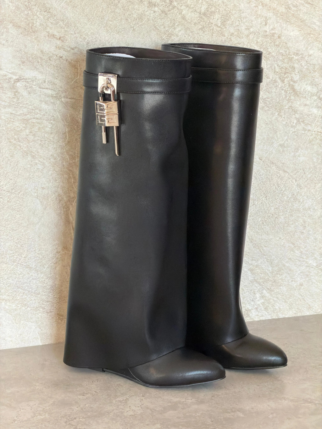 Givenchy Shark Lock Knee-High Boots in Leather