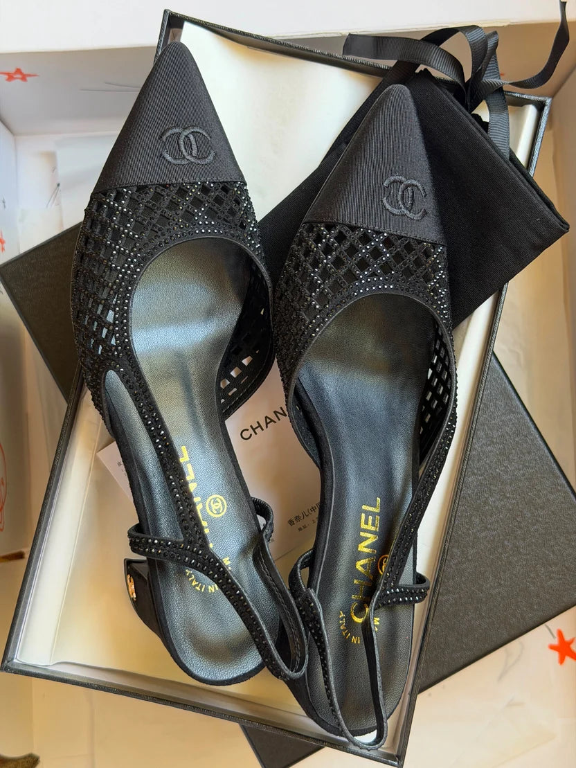 Chanel Strass Mesh Slingback Pump