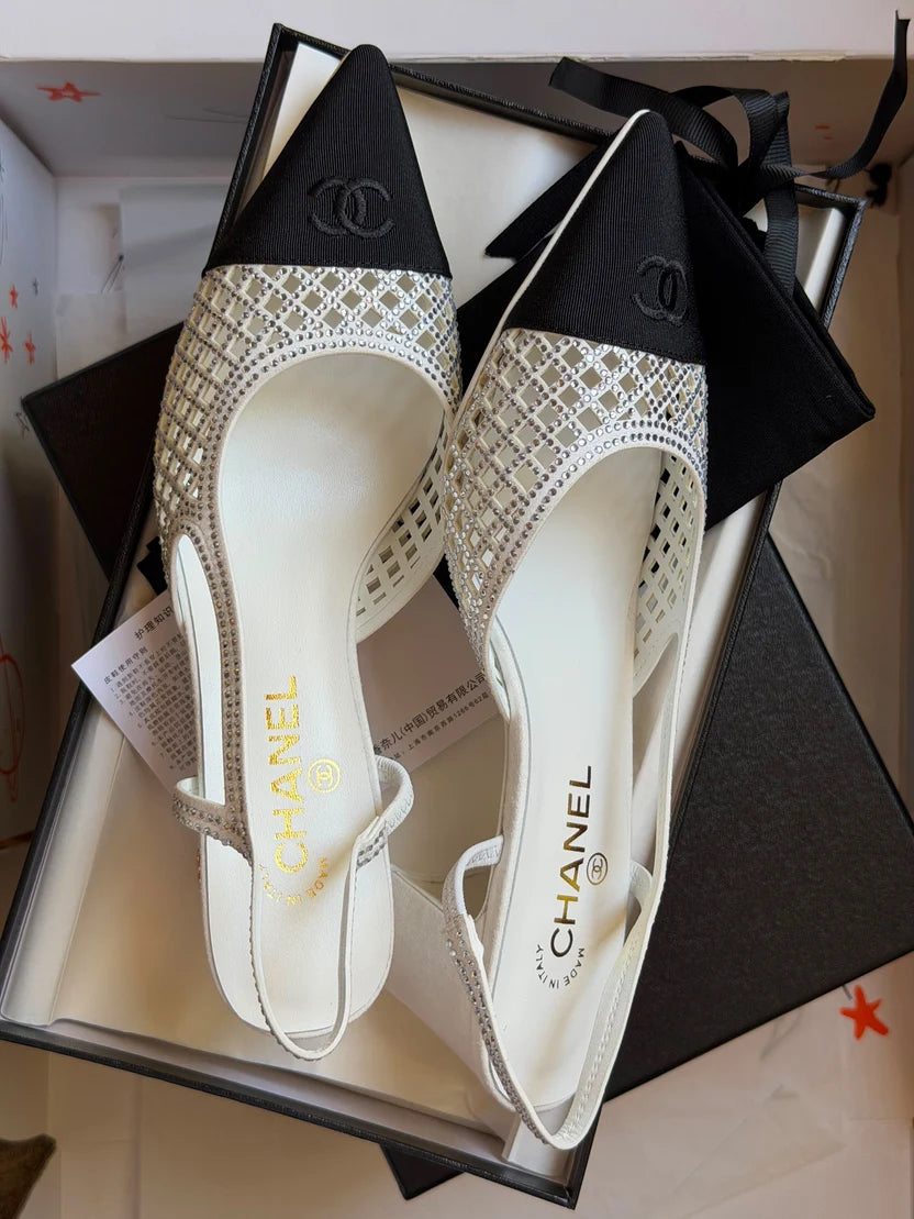 Chanel Strass Mesh Slingback Pump