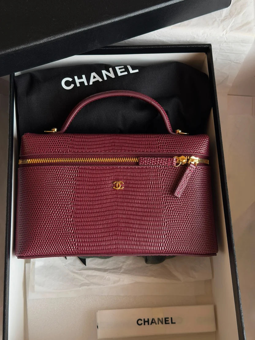 Chanel Lizard-Embossed Slim Top Handle Vanity Cases