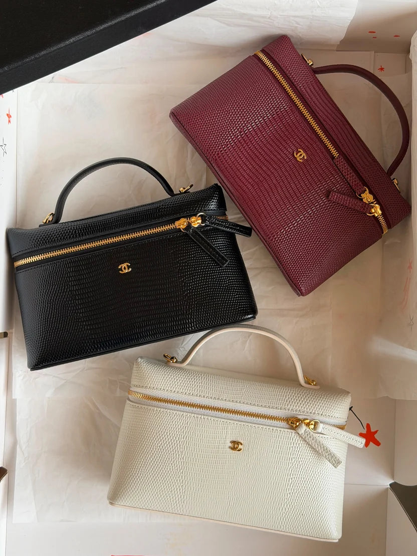 Chanel Lizard-Embossed Slim Top Handle Vanity Cases