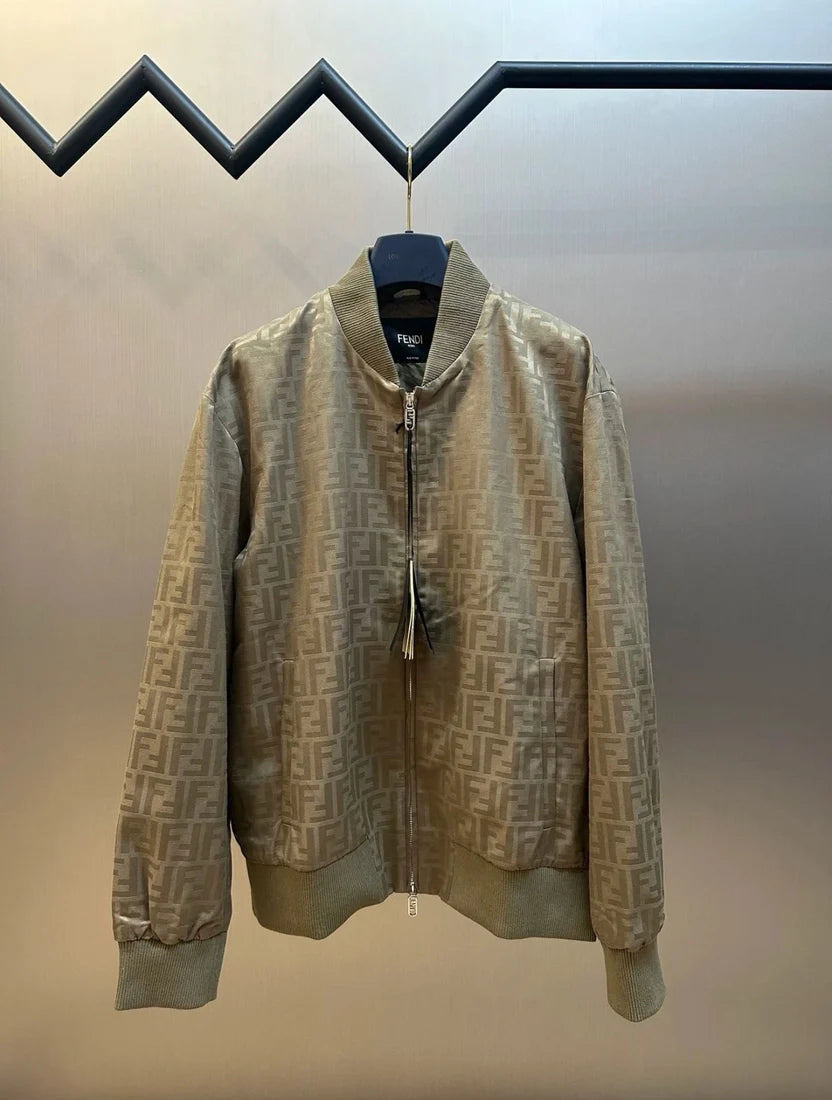 Fendi Tonal FF Jacquard Cotton Bomber Jacket
