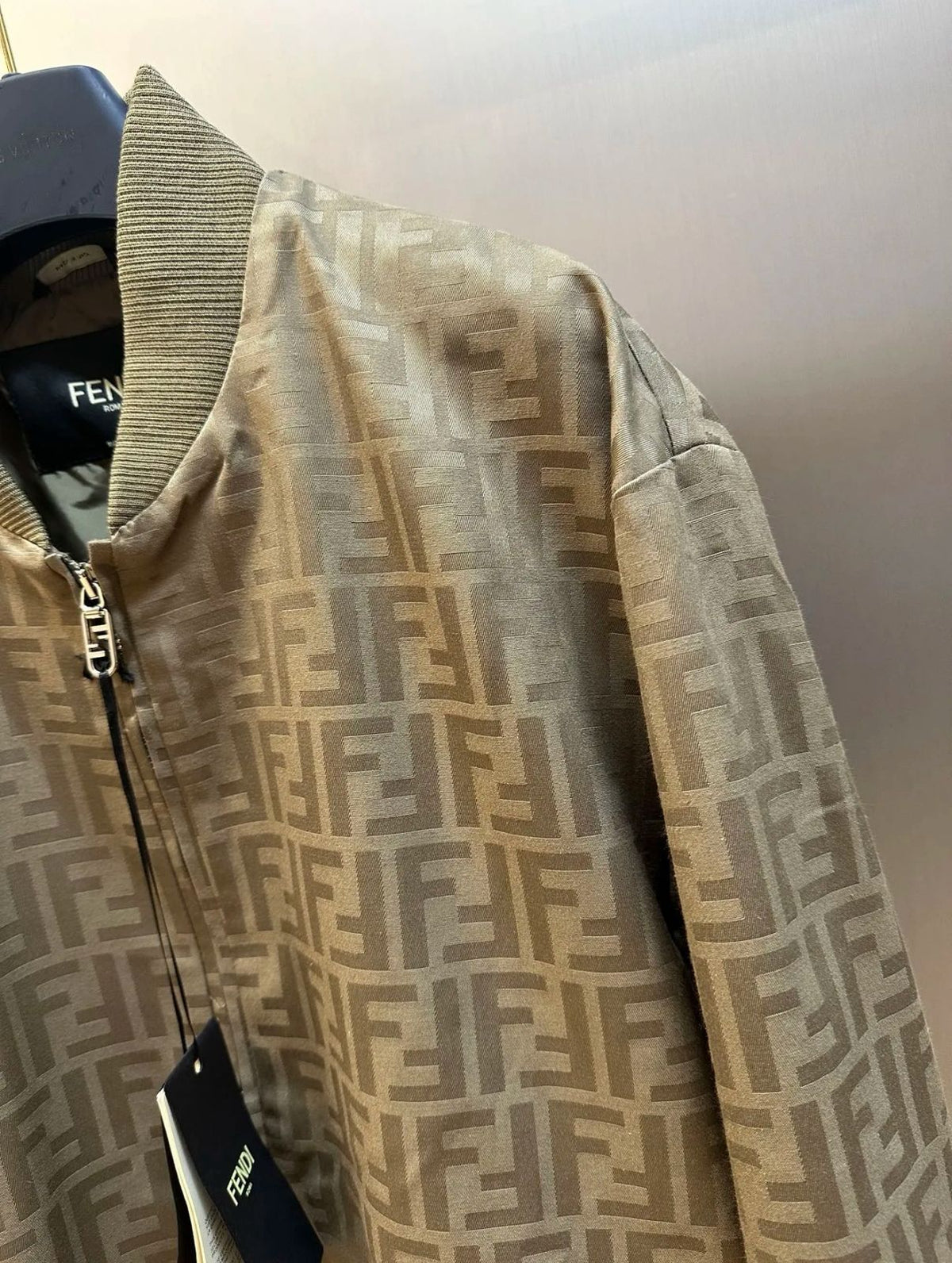 Fendi Tonal FF Jacquard Cotton Bomber Jacket