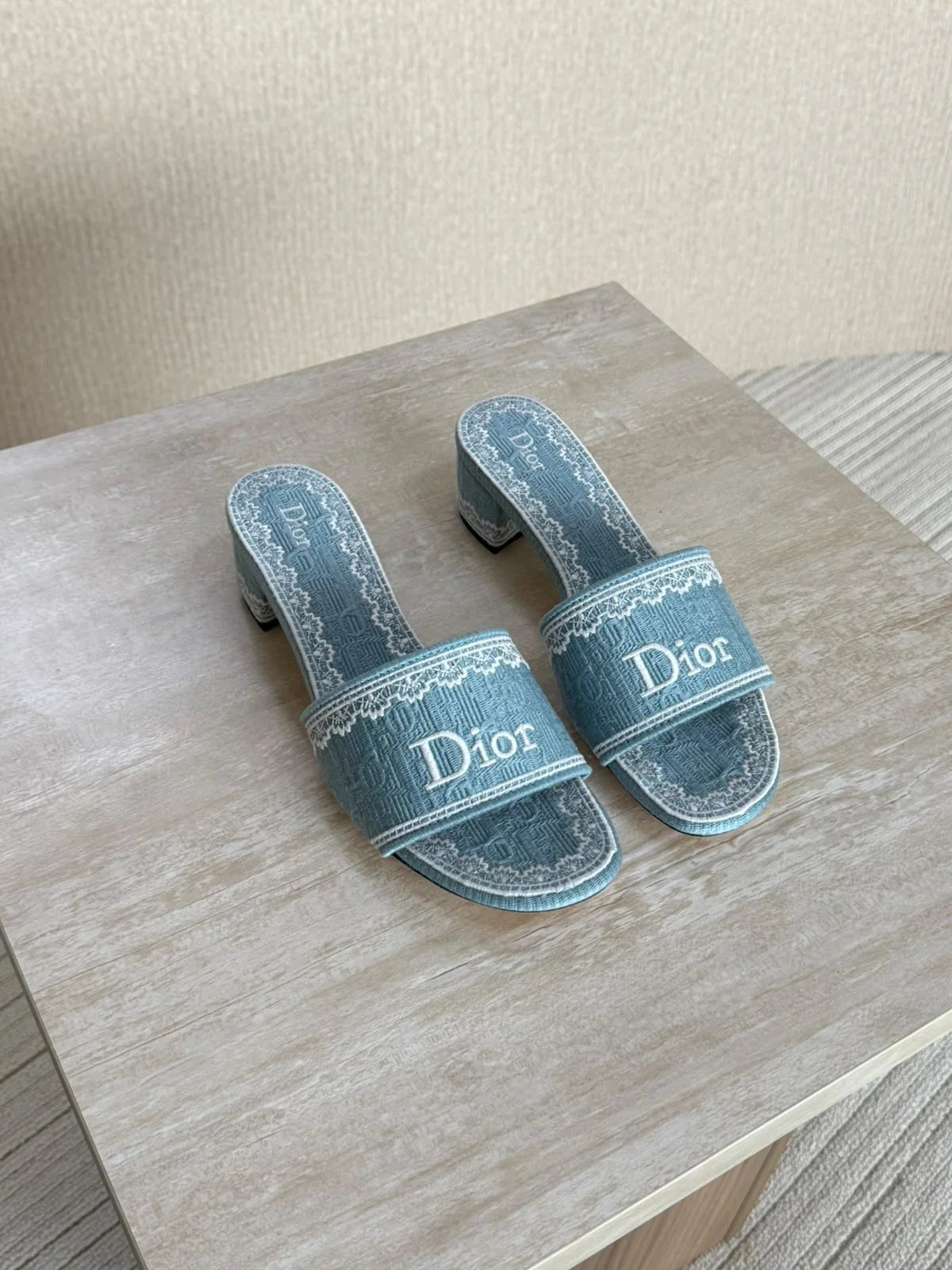 Dior Embroidered Block-Heel Mules