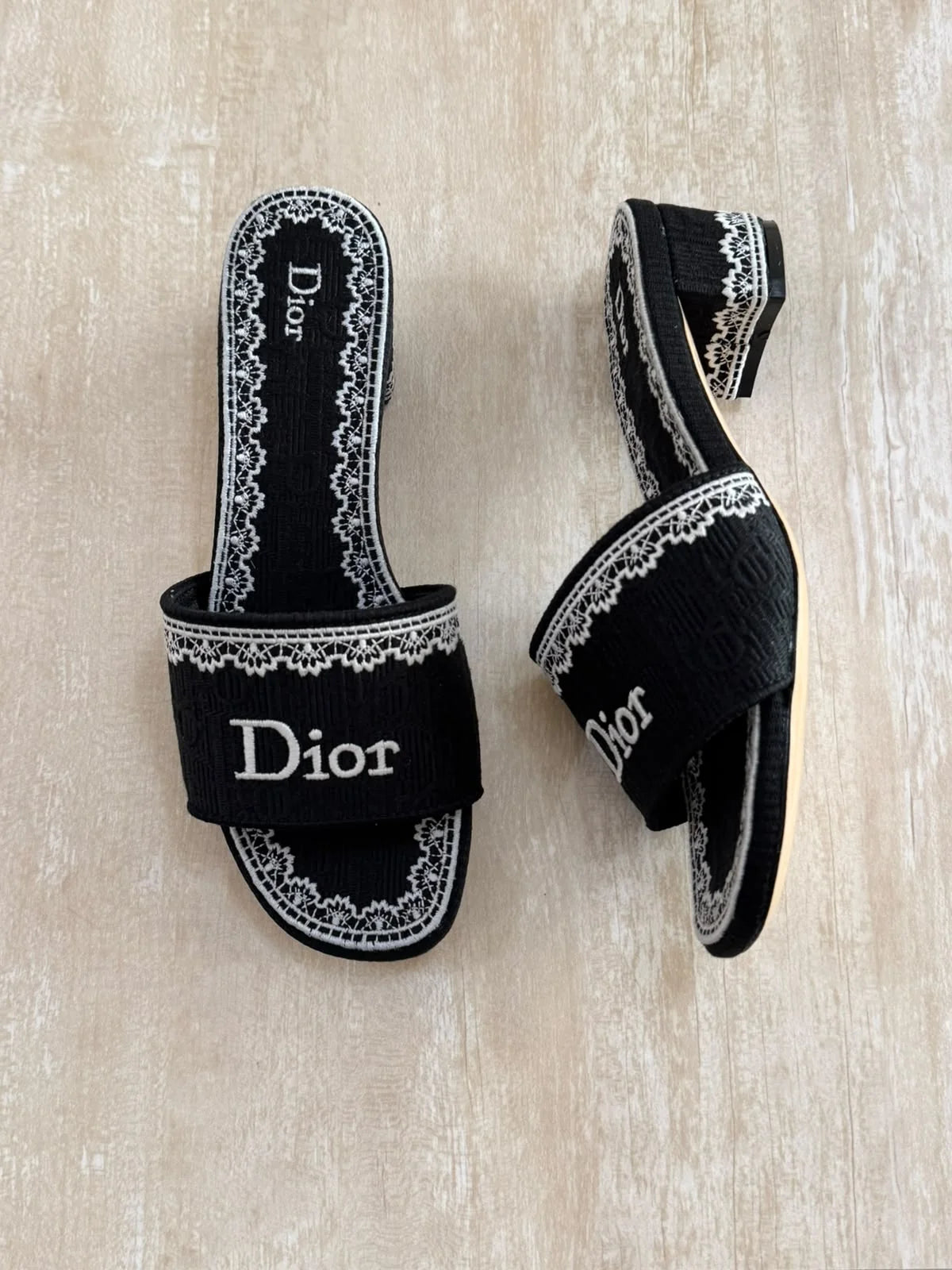Dior Embroidered Block-Heel Mules