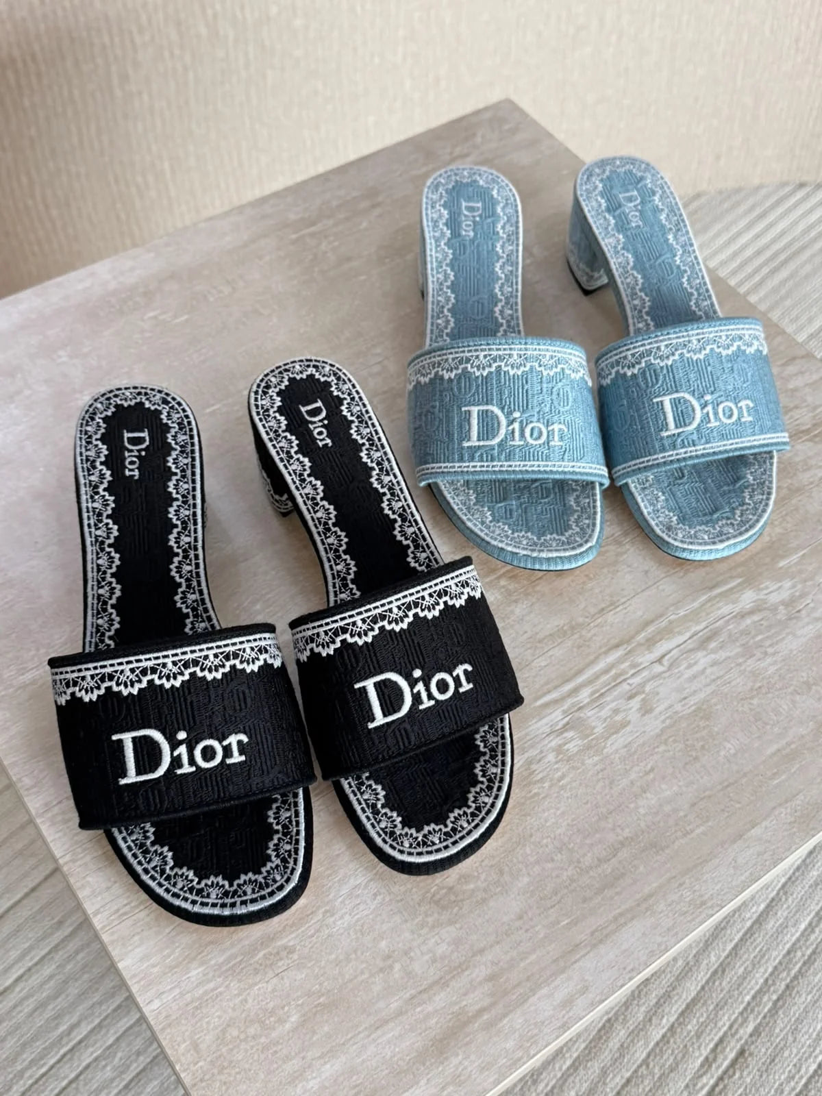 Dior Embroidered Block-Heel Mules