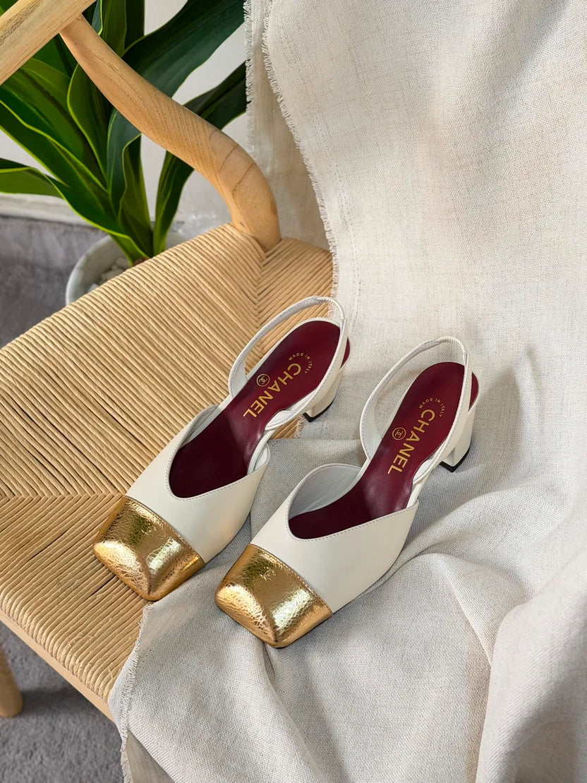 Chanel Lambskin & Patent Calfskin Slingbacks