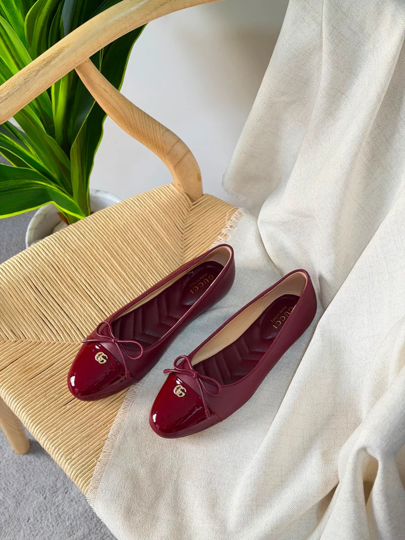 Gucci Burgundy GG Ballerina Flats