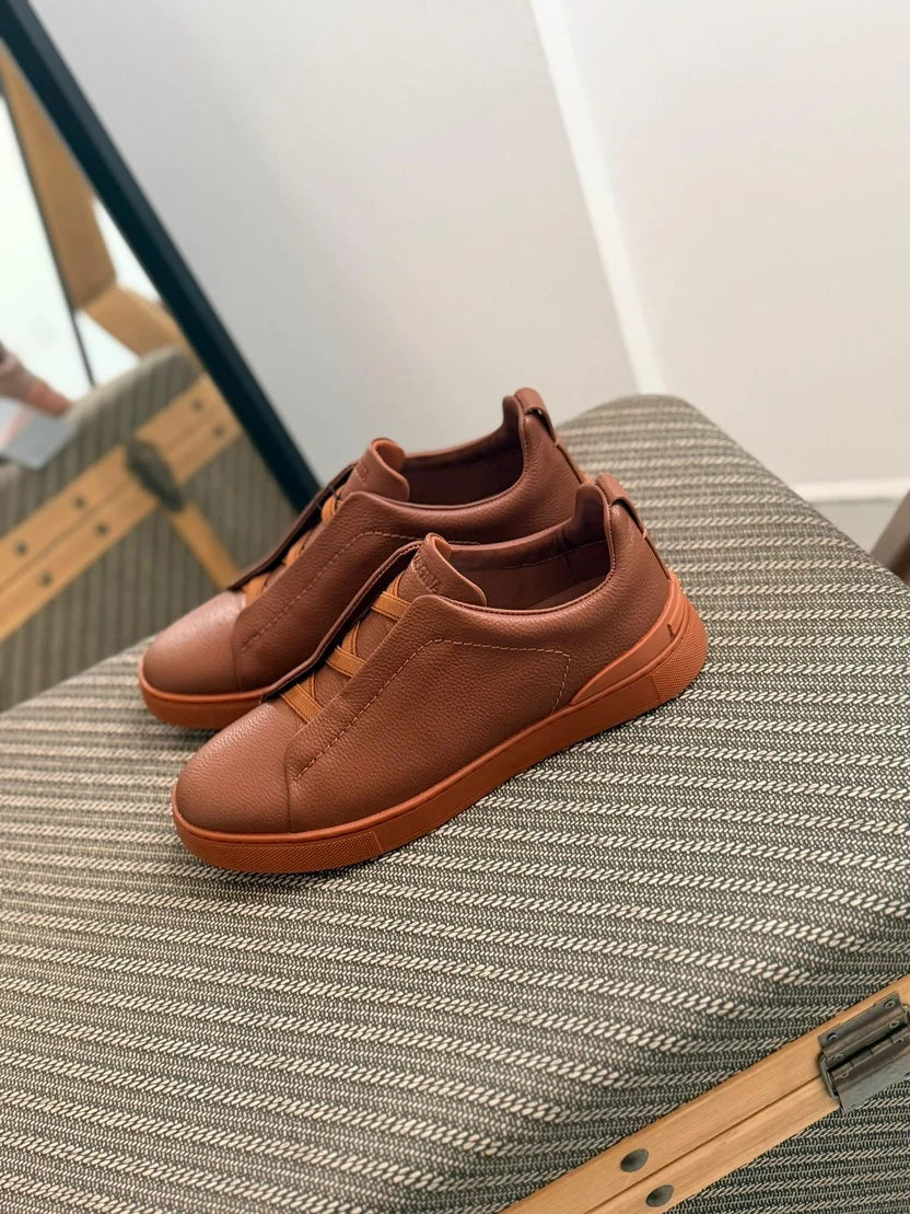 Zegna Triple Stitch Leather Sneaker