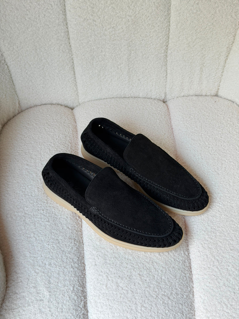 Loro Piana Summer Walk Loafers Woven Suede Edge