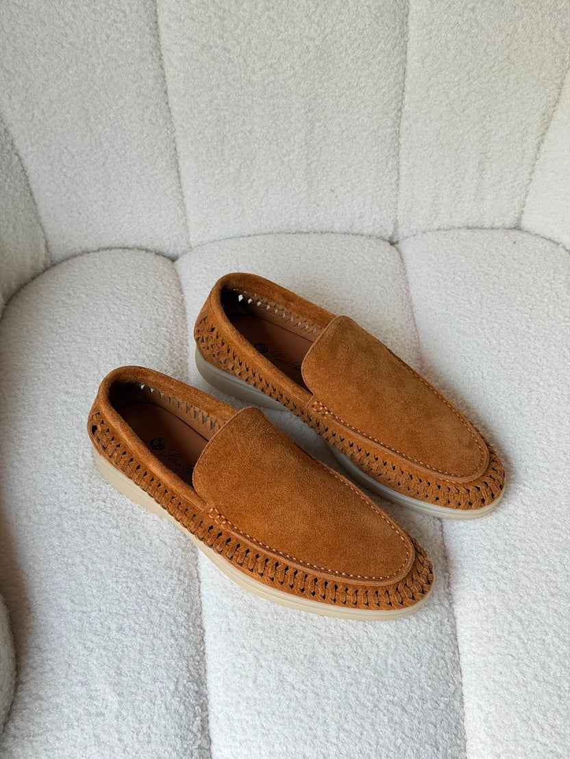 Loro Piana Summer Walk Loafers Woven Suede Edge