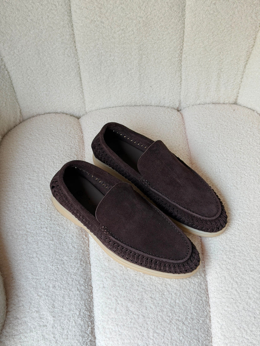 Loro Piana Summer Walk Loafers Woven Suede Edge