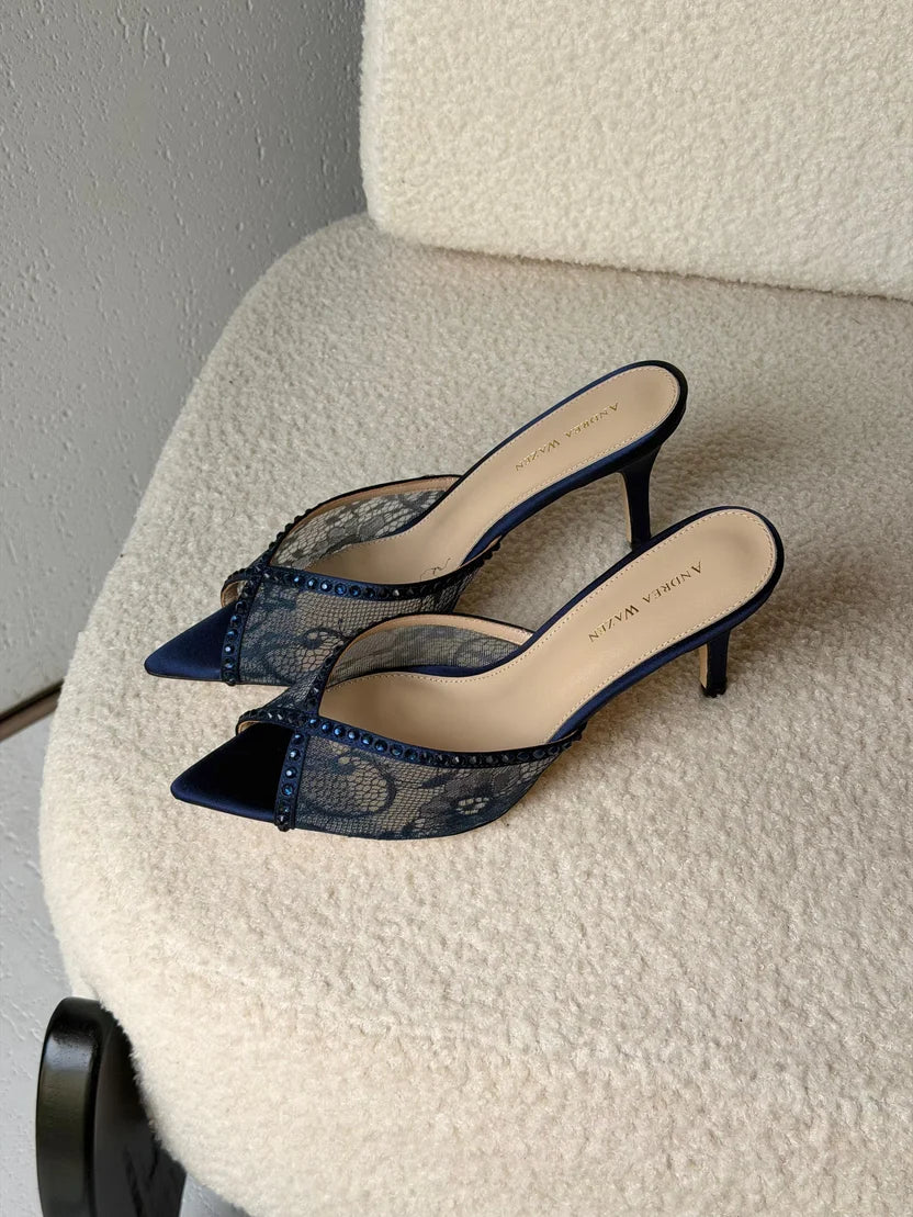 Andrea Wazen Katy 75 Lace Mules