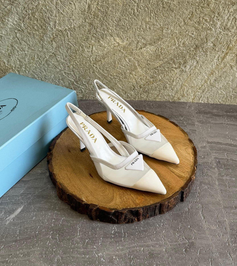 Prada Mesh Fabric Slingback Pumps