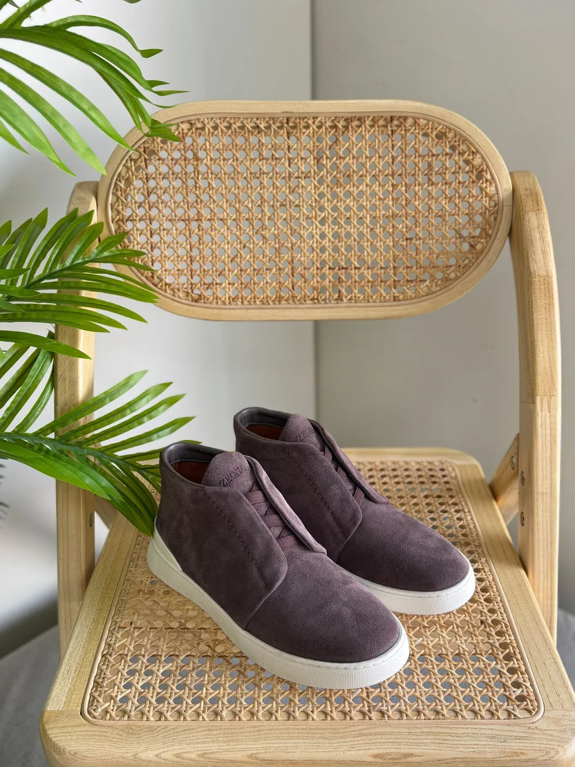 Zegna Triple Stitch Mid-Top Sneakers