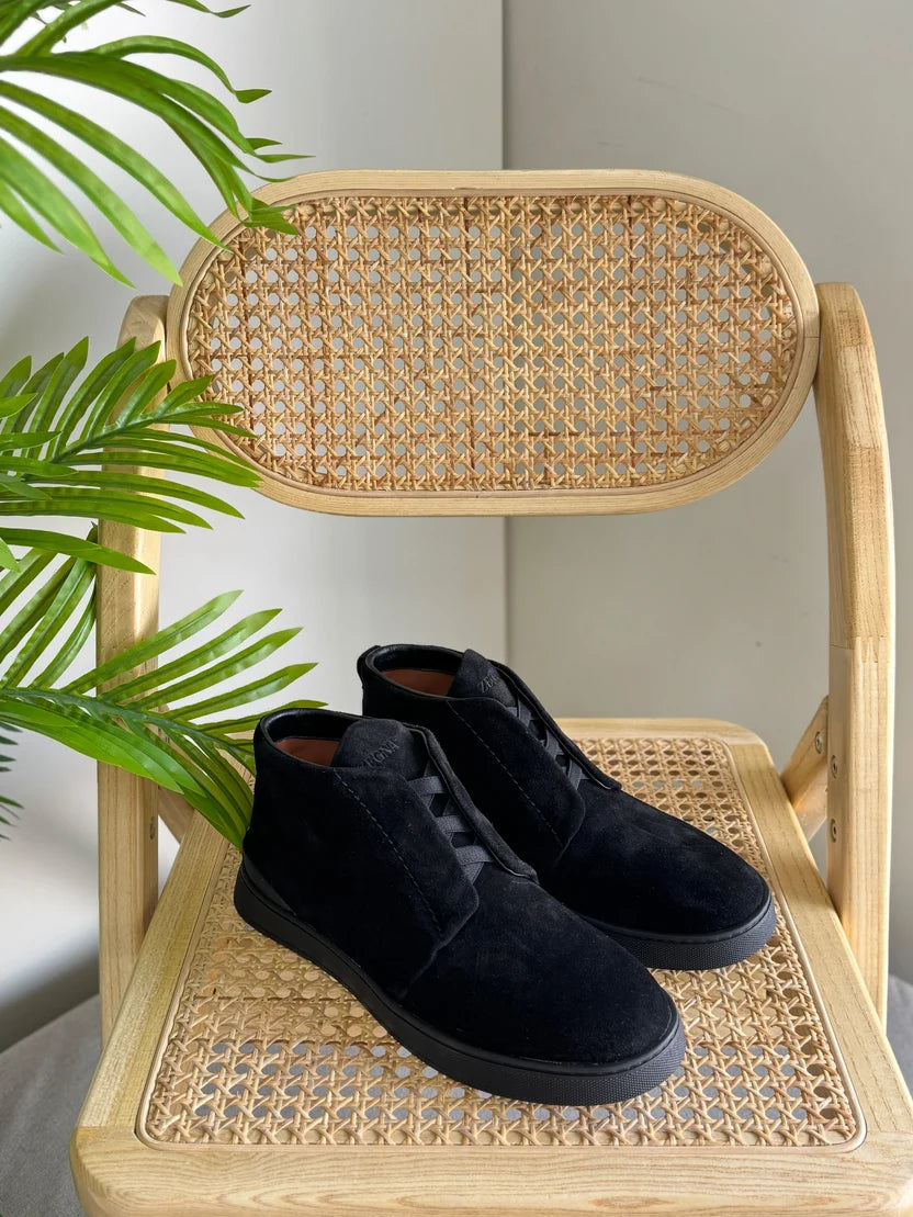 Zegna Triple Stitch Mid-Top Sneakers