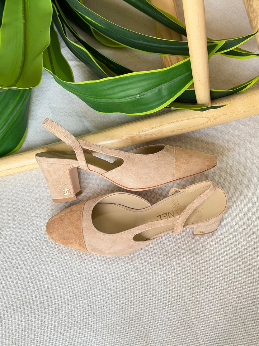 Chanel Suede Slingback Pumps