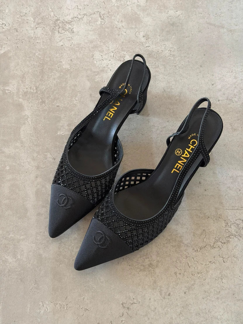 Chanel Strass Mesh Slingback Pump