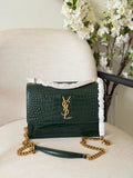 Saint Laurent Sunset Bag Crocodile-Embossed Leather