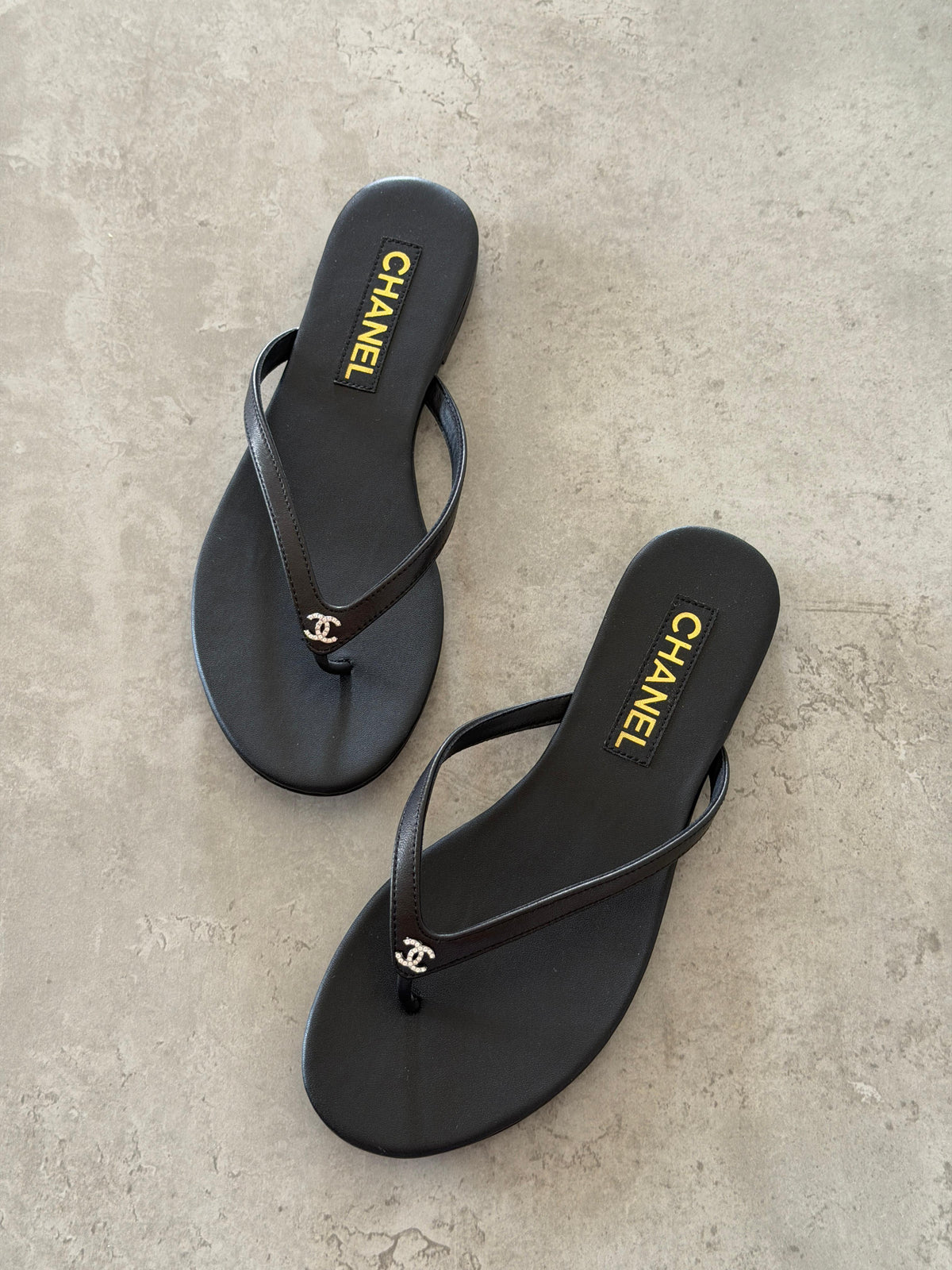Chanel Velvet CC Thong Sandals