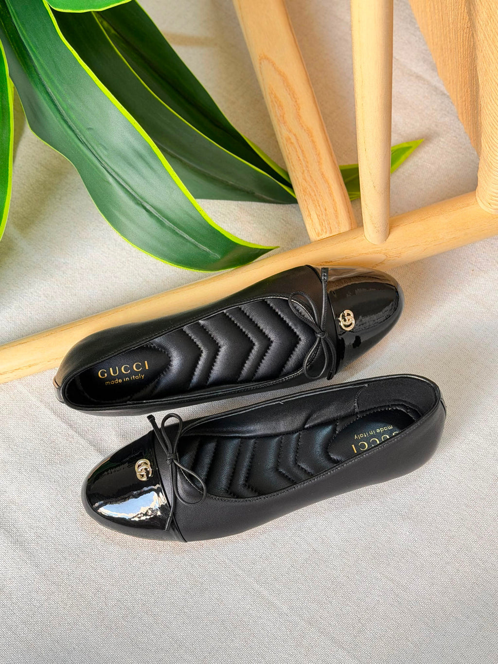 Gucci Burgundy GG Ballerina Flats