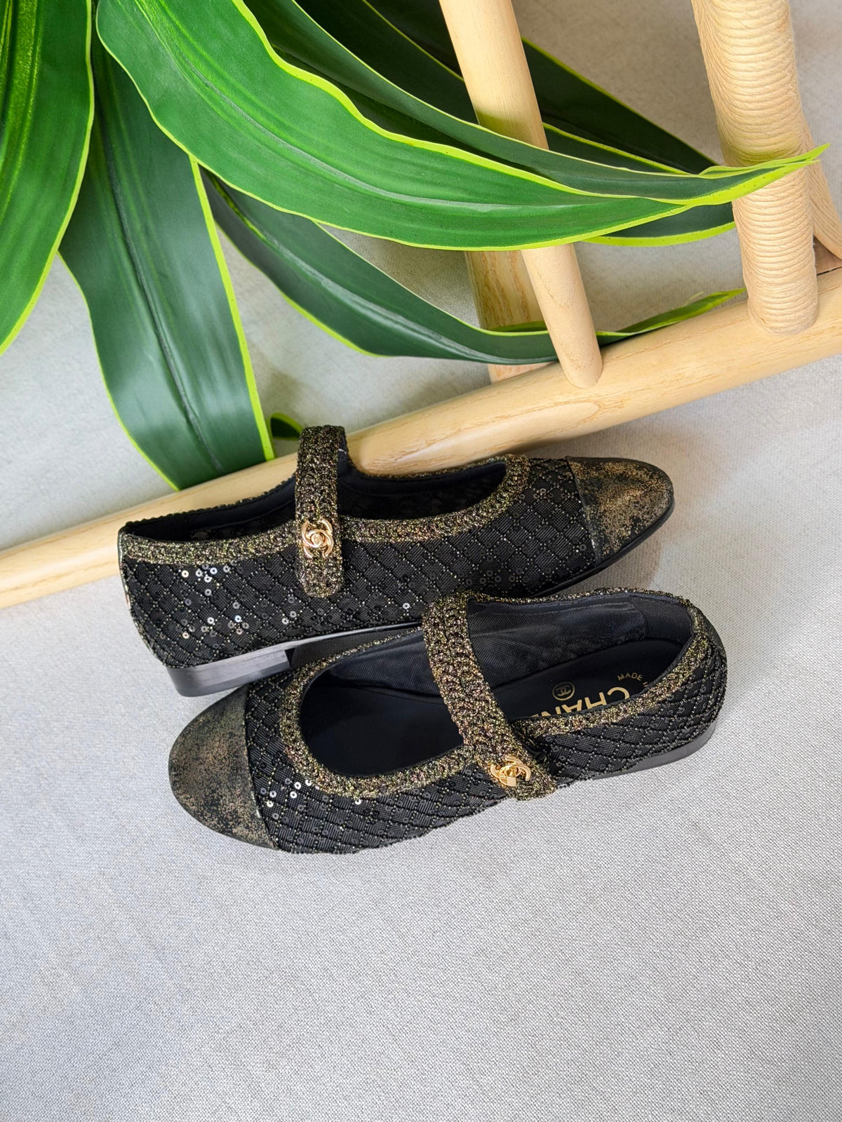 Chanel Sequined Mary Jane Ballerinas