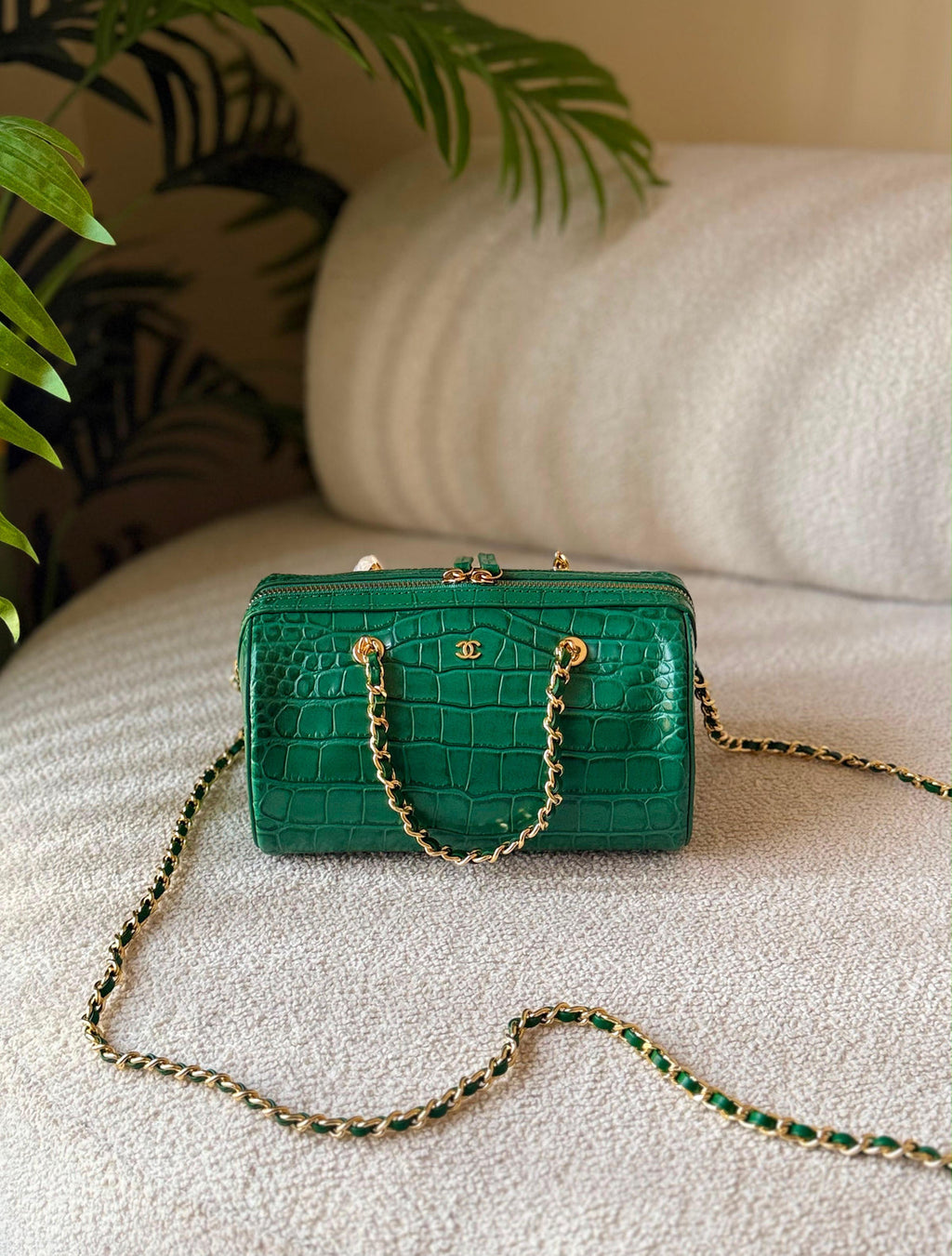Chanel Crocodile-Embossed Calfskin Clutch with Chain