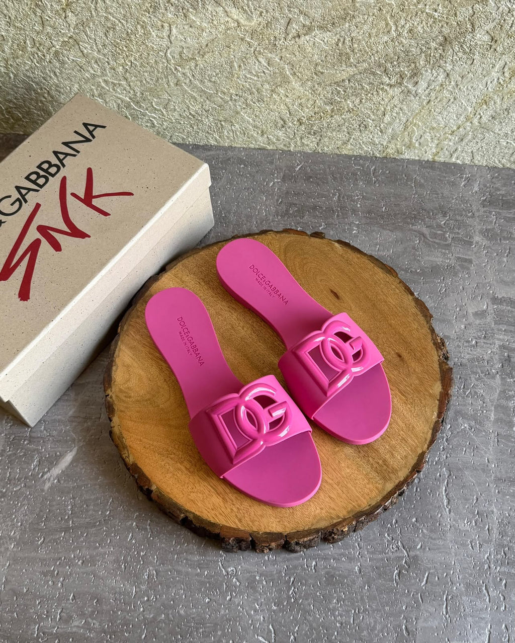Dolce & Gabbana Bianca Logo Slides in Rubber