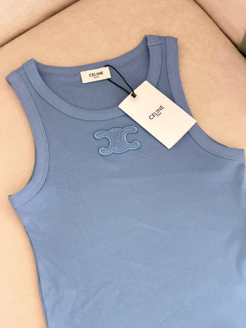 CELINE triomphe tank top IN ribbed cotton silk