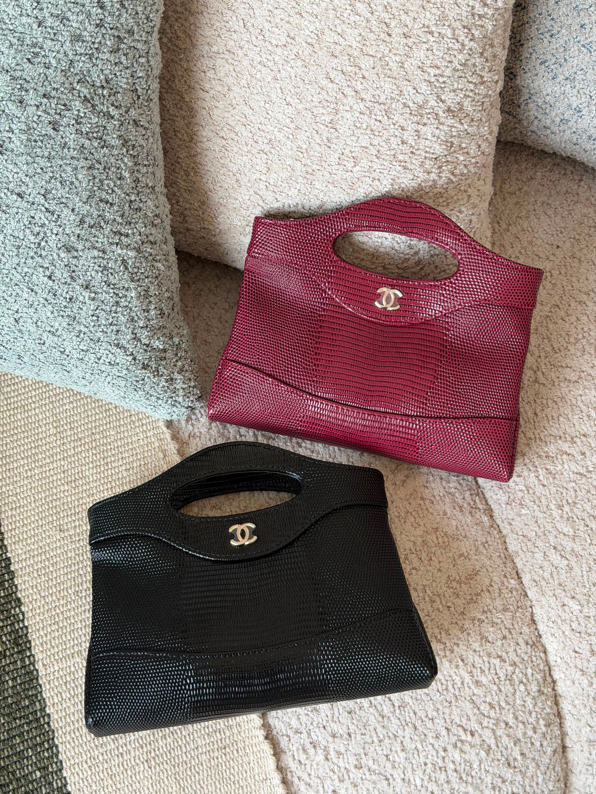Chanel Clutch with chain Lizard Embossed Calfskin