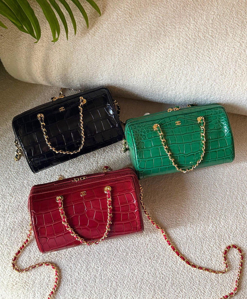 Chanel Crocodile-Embossed Calfskin Clutch with Chain