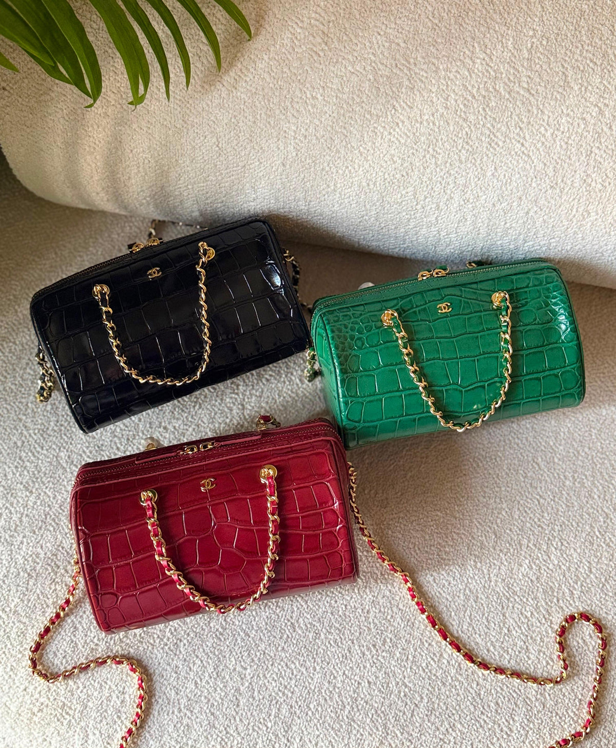Chanel Crocodile-Embossed Calfskin Clutch with Chain