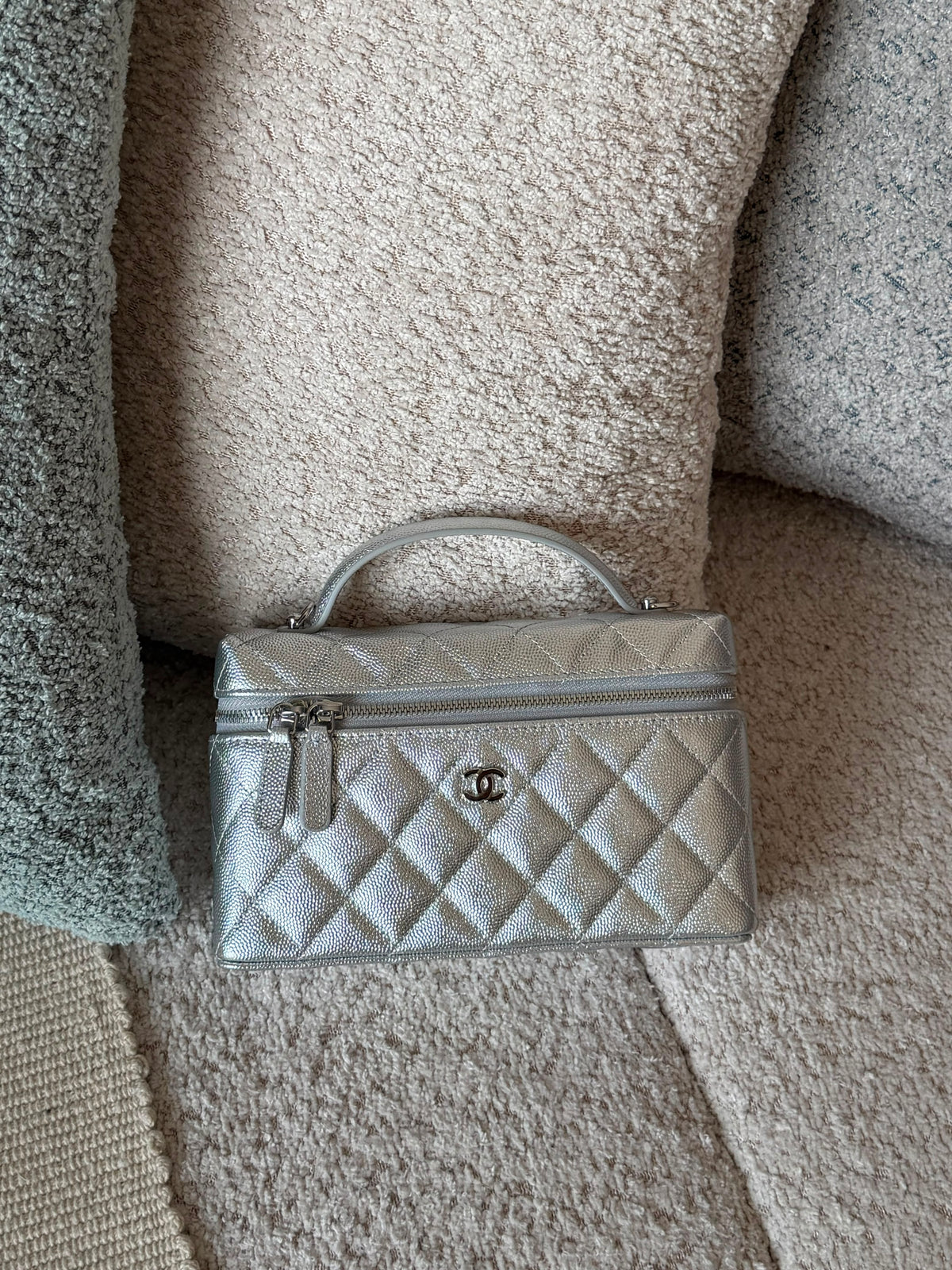 Chanel Vanity Case Slim Quilted Caviar Leather Bag