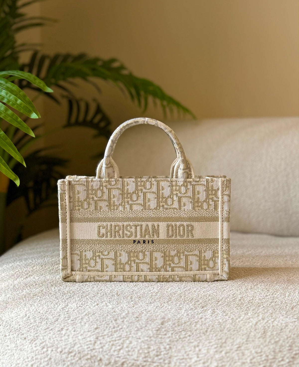 Christian Dior Oblique Embroidered Canvas Book Tote Bag
