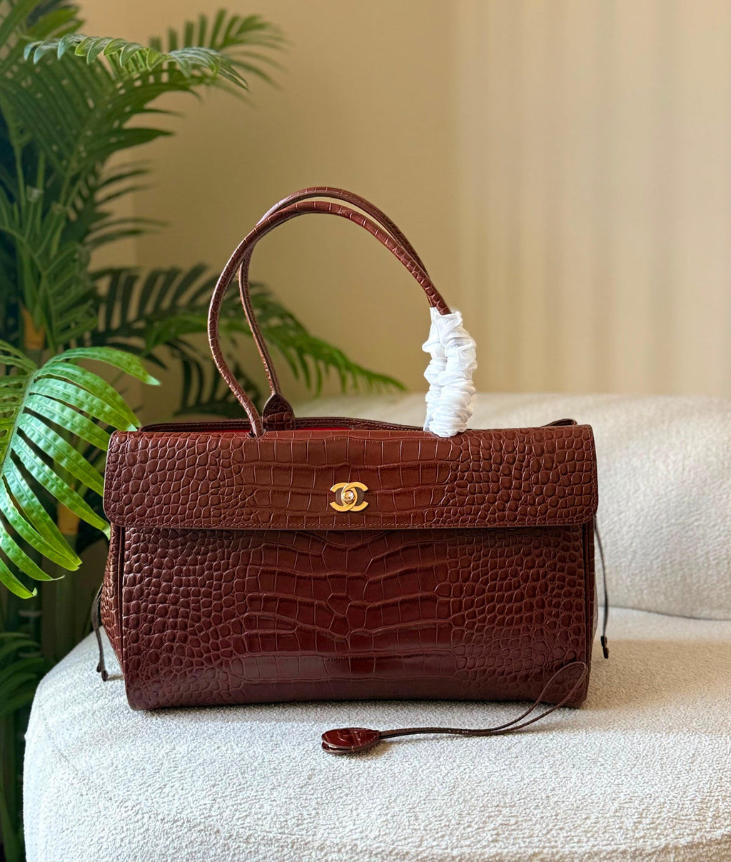 Chanel Crocodile Embossed Calfskin Metal Bag