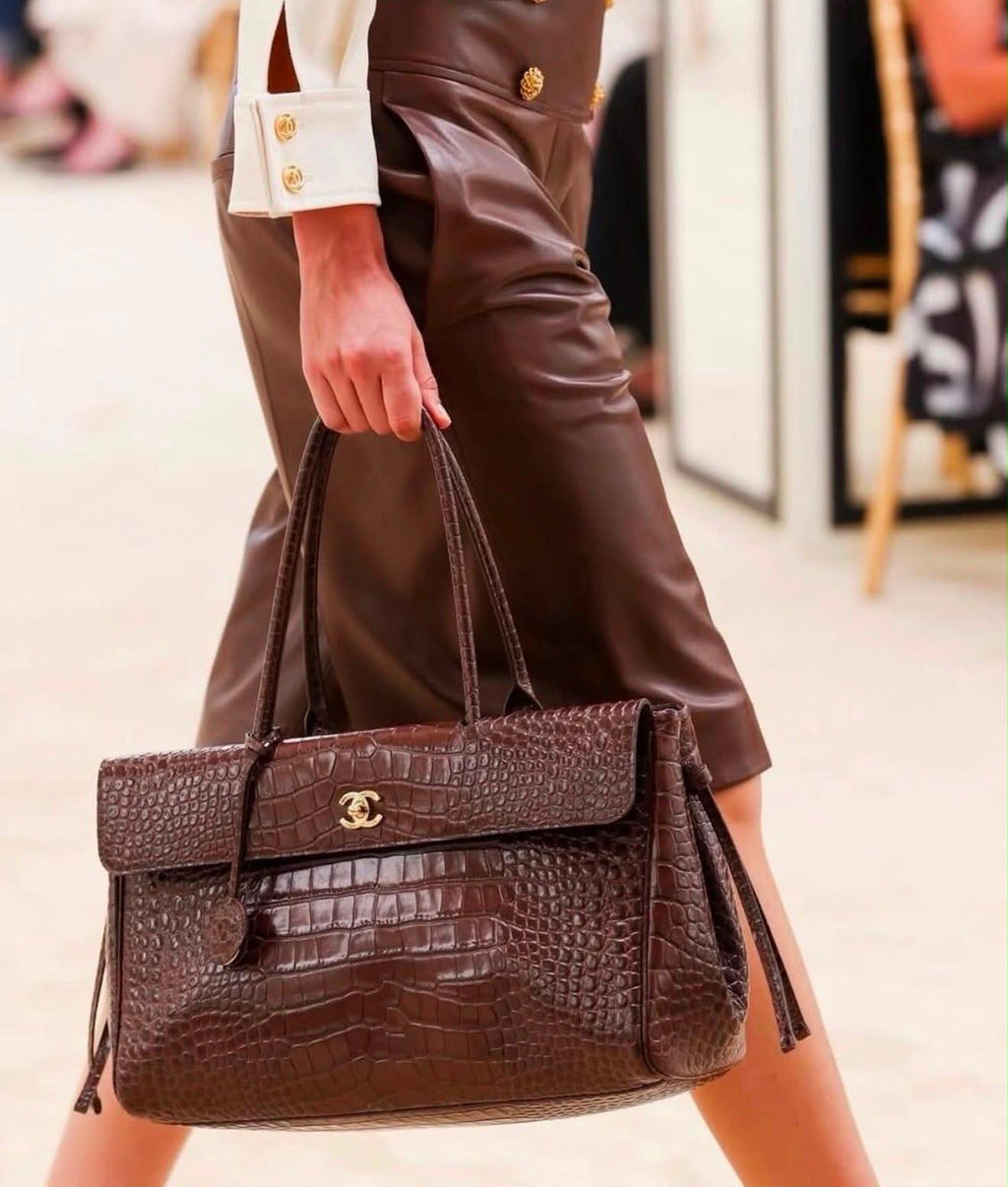 Chanel Crocodile Embossed Calfskin Metal Bag