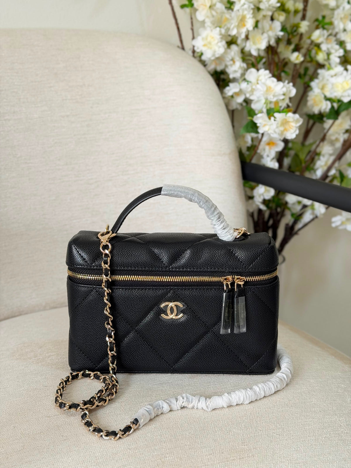 Chanel Caviar Quilted Trendy Handle Slim Vanity