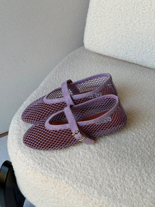 Alaïa Purple Suede Mesh Ballet Flats