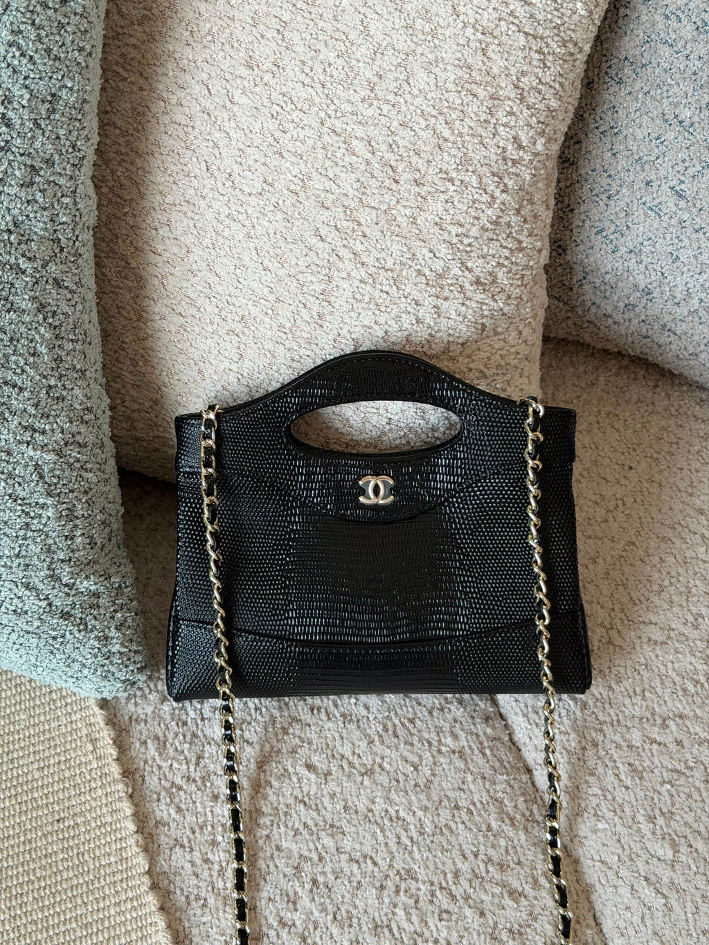 Chanel Clutch with chain Lizard Embossed Calfskin