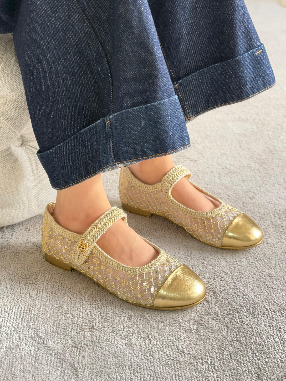 Chanel Sequined Mary Jane Ballerinas