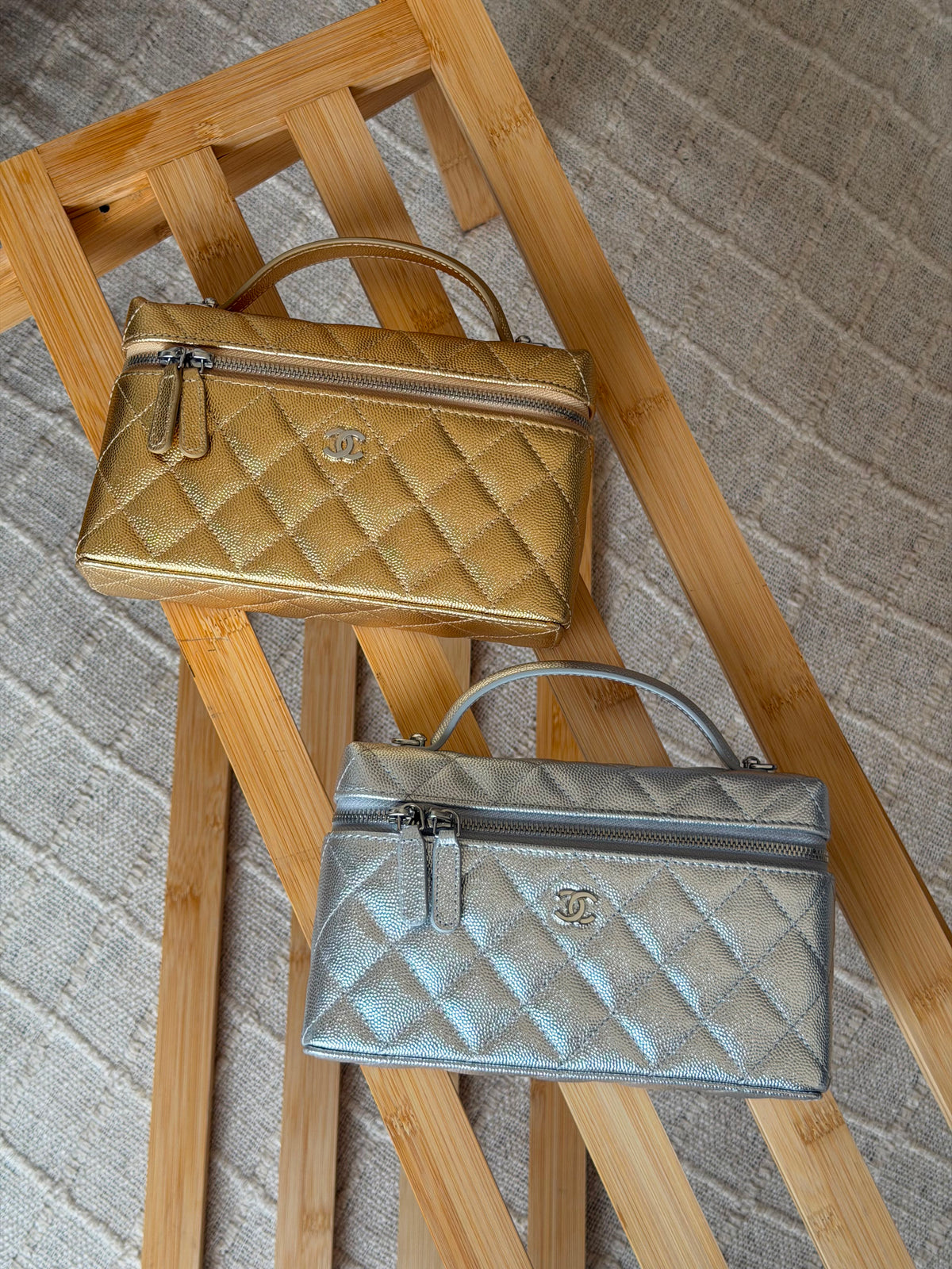 Chanel Vanity Case Slim Quilted Caviar Leather Bag