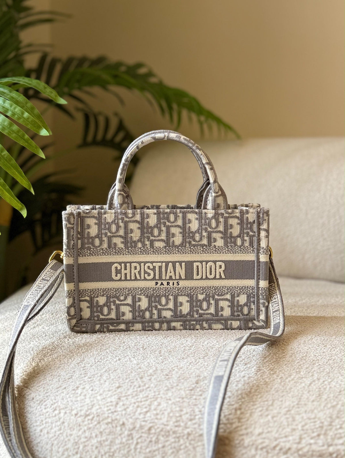Christian Dior Oblique Embroidered Canvas Book Tote Bag